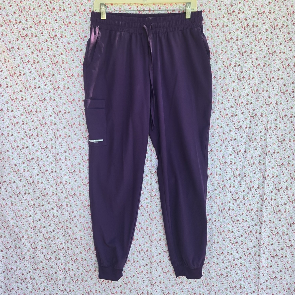 Skechers Women's M Theory Jogger Scrub Pants Purple Stretch Cargo Pockets